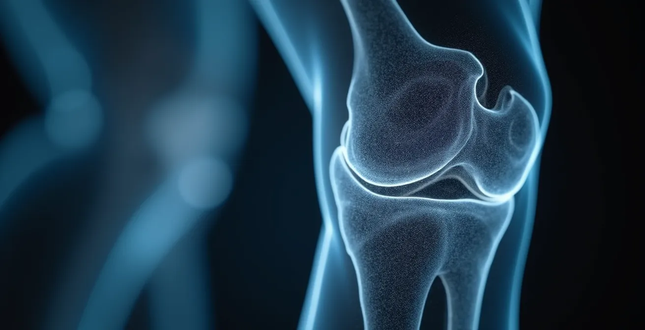 Abstract image illustrating the texture and signal patterns of an MRI knee scan